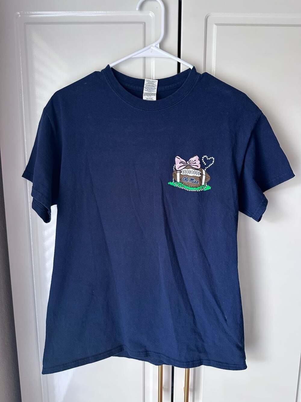 Gildan Ole Miss Girls T-Shirt Size M Navy Blue Hotty Toddy